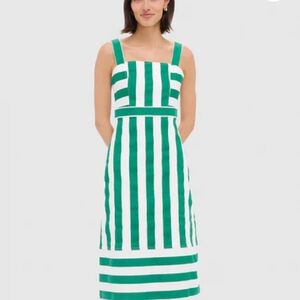 Hyacinth House Tuckernuck Green and White Striped Hooper Midi Dress